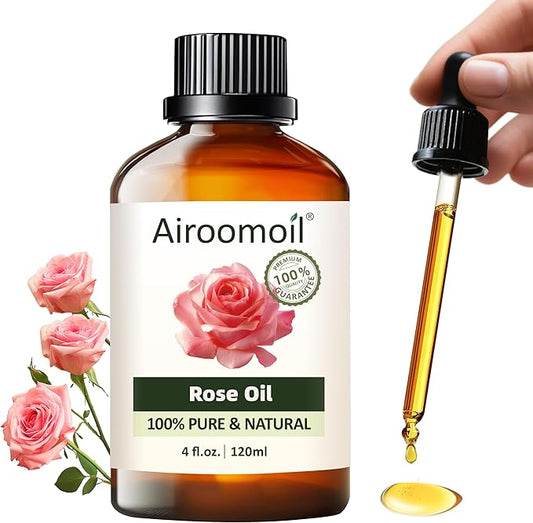 Pure Rose Essential Oil, 100% Pure Natural Rose Essential Oil, Premium Grade Essential Oils for Diffusers for Home, Skin, Care Massage, Soap Making, Aromatherapy, 4 Fl Oz | 120ml