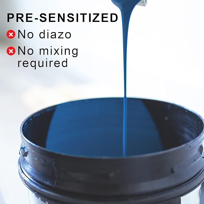 Ecotex® AP Blue Screen Printing Emulsion (Gallon - 128oz.) Pre - Sensitized Photo Emulsion for Silk Screens, Textiles, and Fabric - for Screen Printing Plastisol Ink, Screen Printing Supplies