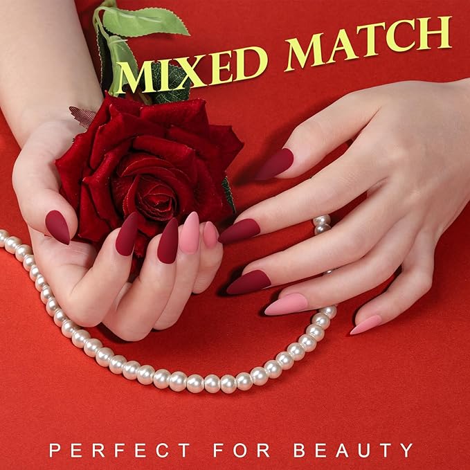 Teenitor 24 Packs Almond Press On Nails, 576 Pcs Medium Almond Nails, Reusable False Nails in 12 Sizes, Fake Nails with Glue