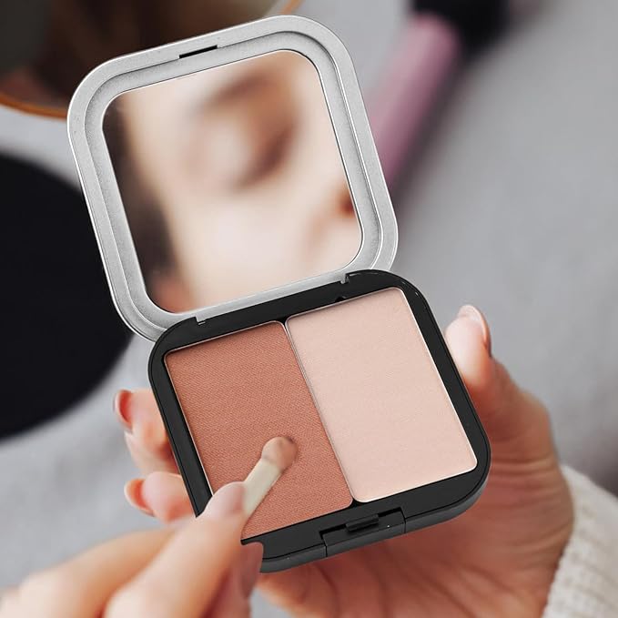 2Pcs Empty Eyeshadow Palette - Refillable DIY Makeup Palette with Grids for Makeup Pans - Custom Cosmetic Organizer Case for Blush Lipstick Powder Travel