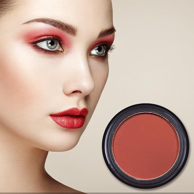 MEICOLY Red Single Eyeshadow,Pressed Powder Matte Eye shadow, Long Lasting Halloween Eye Makeup,Opaque Vegan Cruelty Free High Pigment Eyeshadow for SFX Special Effects Cosplay Makeup