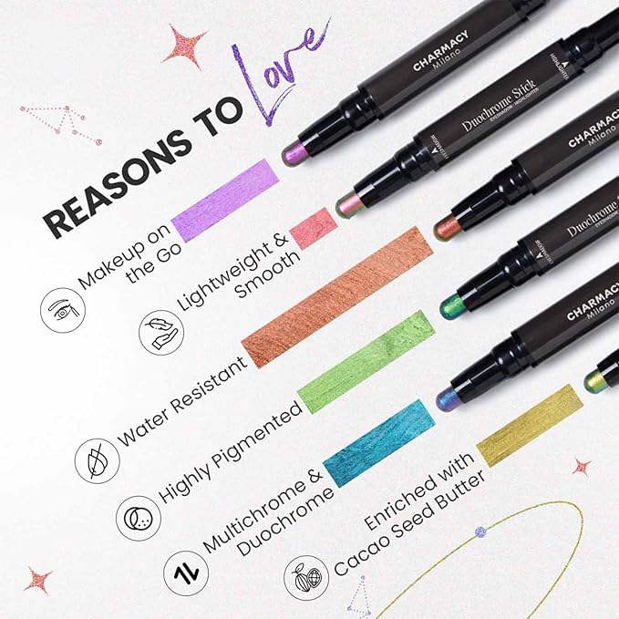 CHARMACY Multichrome 2 in 1 Cream Eyeshadow Stick, Waterproof Eye Brightener Highlighter Stick Makeup, High Pigmented, Smudge-Proof, Vegan & Cruelty-Free (SET2-902/904/906)