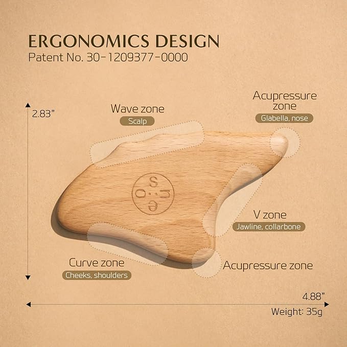 Face Sculptor - Beech Wood Massage Tool, Portable & Lightweight Scraping Tools, Wood Gua Sha, Relieve Tensed Muscle, Lymphatic Massage to Help Face & Body Circulation