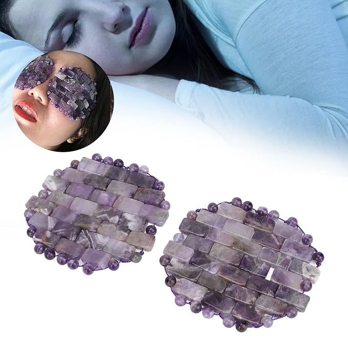 Jade Eye Mask, Amethyst Eye Pack Wrinkles Swelling Elimination Dark Circles Fading Jadestone Eye Massager Eye Pad Eye Shape Eye Covers for Men Women Soothing Eye Patch Reducing Facial Edema Stone