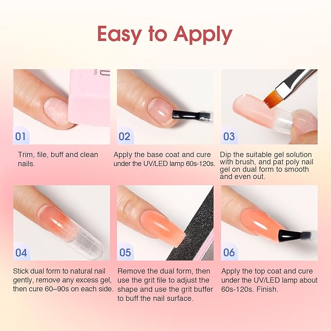 Poly Nail Gel Starter Kit -14 Colors + 75 Nails Art Accessories Kits, ROSALIND Nue Clear Poly Extension Gel with Big UV Light 48W and Electric Nail Drill Starter Kit with Everything