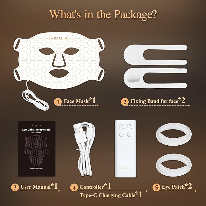 7 Colors Led Light Therapy Facial Mask, Face Light Therapy Mask for Face, Reduce Wrinkles Smooth Skin, Infrared Light Skin Rejuvenation(White)