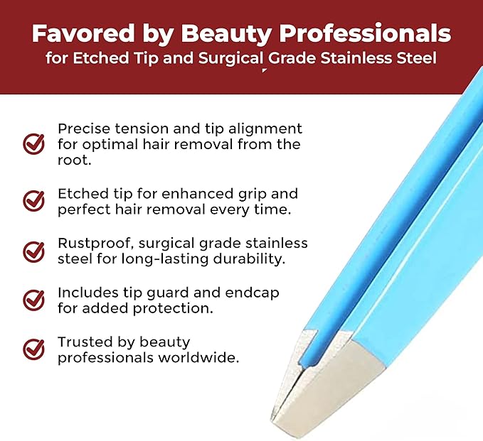 Venus by Regine Slant Tweezers - Handmade Precision Tool for Women & Men, 25-Degree Angle for Shaping Eyebrows & Grooming Facial Contours, Suitable for Eyebrow & Facial Hair Removal (Blue)