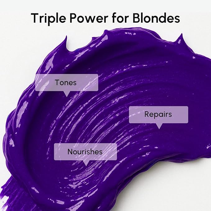 MAREE Purple Hair Mask - Toner for Blonde Hair - Purple Conditioner for Color Treated - Brassy, Bleached, Highlighted, Platinum, Ash and Silver - with Keratin – Matizador Para Cabello Rubio
