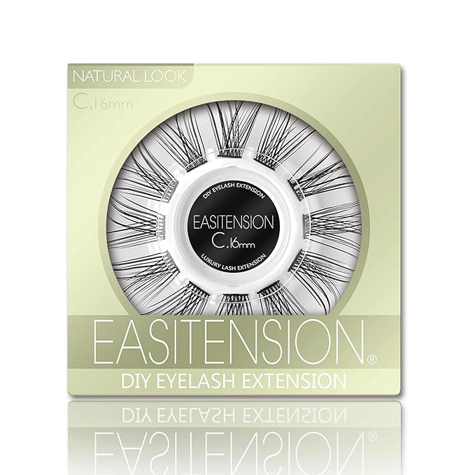 DIY Eyelash Extension, Glue Bonded Band Individual Lash 12 Clusters Natural Lashes Set, Home Eyelash Extension, C curl Lashes Pack (16MM-Natural)