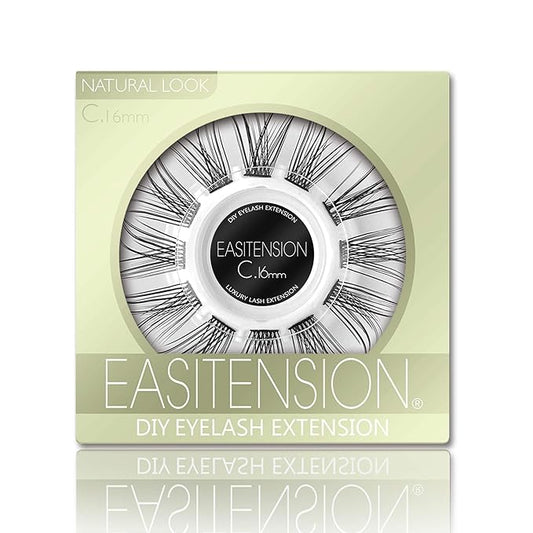 DIY Eyelash Extension, Glue Bonded Band Individual Lash 12 Clusters Natural Lashes Set, Home Eyelash Extension, C curl Lashes Pack (16MM-Natural)