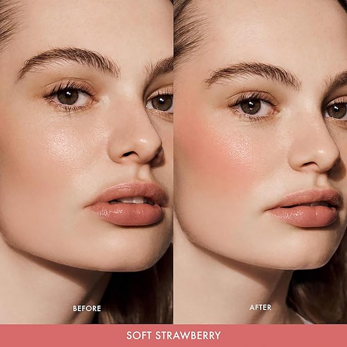 Summer Fridays Blush Butter Balm - Skincare-Infused Hydrating Cream Blush with Hyaluronic Acid, Ceramides, & Shea Butter for a Dewy Flush of Color - Cheek and Lip Tint - Soft Strawberry (0.14 Oz)