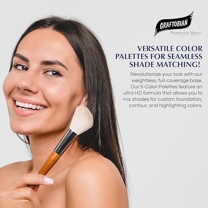 Graftobian HD Glamour Crème Foundation Palette (Neutral #3) - High Definition 5 Color Makeup Palette, Cream Based Foundation Concealer and Contour Palette, Full Coverage - Deep Neutral Skin Shades