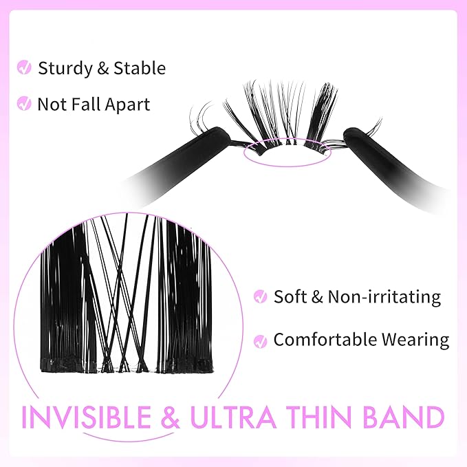 VEYESBEAUTY Lash Clusters Eyelash Extensions Thin & Invisible Band DIY Individual False Eyelashes Newbie's Five-Second Series Lash Tray for Self-application, Star Spike Lashes 10-18mm Mixed Length