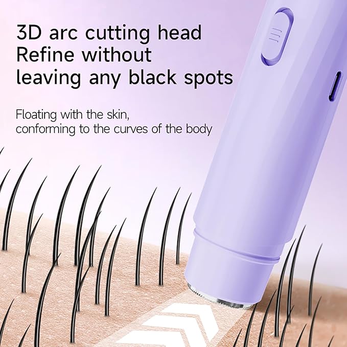 New Pinsliee Electric Razors for Women, Glowhave Double Headed Bikini Trimmer, Body Hair Shaver, Travel Razors for Women, Suitable for Underarms, Legs, Arms,Face (Pink Purple)