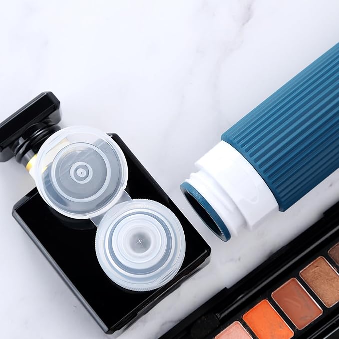 Travel Bottles for Toiletries, Tsa Approved 3oz Portable Travel Bottles, BPA Free Leak Proof Squeezable Silicone Travel Size Containers, Travel Accessories with Clear Toiletry Bag (4 Pack)