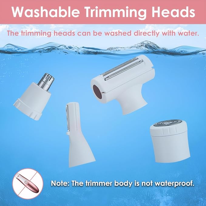 4 in 1 Electric Razors for Women, Portable Shaver for Women, Rechargeable Trimmer for Face Arm Body Legs Underarm Bikini