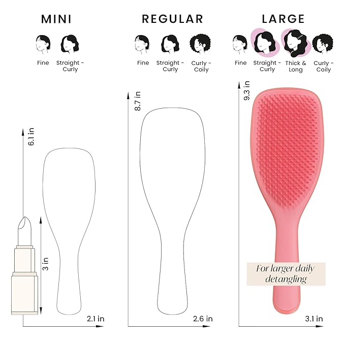 Tangle Teezer Large Ultimate Detangler Hairbrush for Wet & Dry Hair, Eliminates Knots & Reduces Breakage for Long, Thick, & Curly Hair Types, Coral Pink