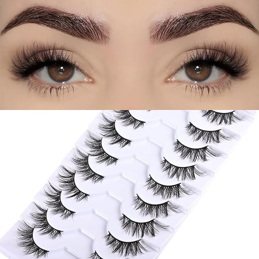 FARRED Half Lashes Short False Eyelashes Wispy Lash Strips Cat Eye Lashes Natural Look Fake Eyelashes Strip Eye Lash Pack 10 Pairs 8-15mm Pestañas