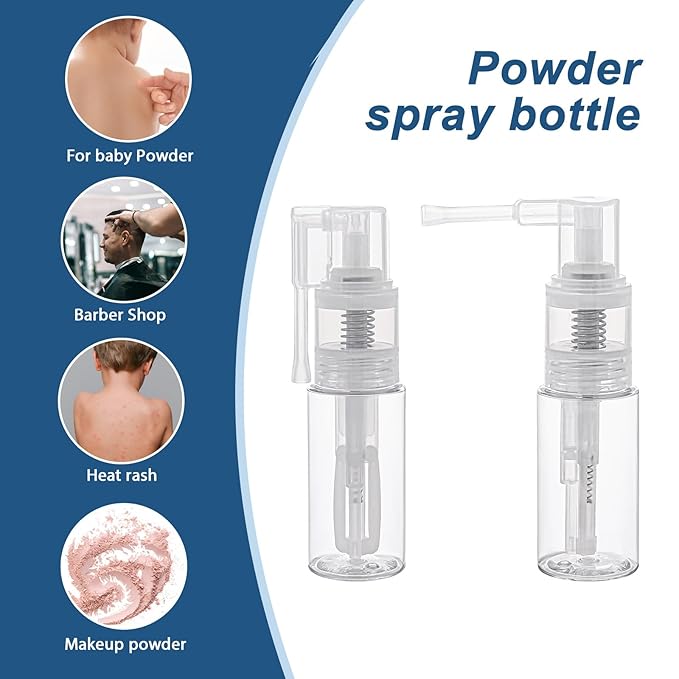 2 Pcs Empty Powder Spray Bottle, Cake Glitter Spray Bottle, Makeup Powder Spray Bottle, Barber Spray Bottle, Dry Powder Spray Bottle for Makeup Powder, Dusting, Glitter, Dry Cleaning Powder, Crafts