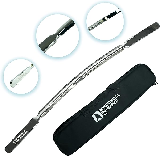 Professional Muscle Scraper - Patented IASTM Massage Tool for Physical Therapy, GuaSha Tool for Body Myofascial Release - Medical Grade 304 Stainless Steel Crescent Bar
