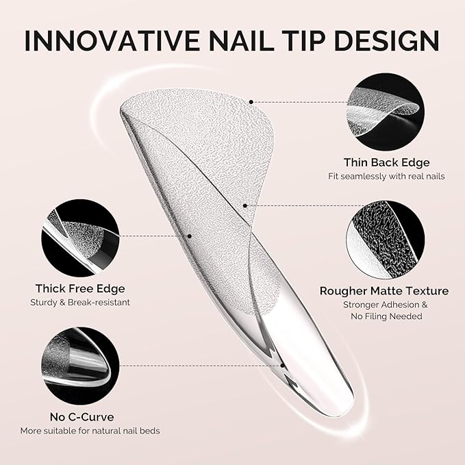 MelodySusie Short Ballerina X Nail Tips - 300Pcs Clear Acrylic, Half Matte Full Cover Press on Nails for DIY Extension & Salon Use,15 Sizes Pre-Shaped for Long-Lasting Manicure