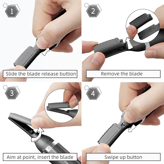 Eyebrow Trimmer and Facial Hair Remover, Rechargeable Hair Removal Women's Electric Shaver Razor for Peach Fuzz Chin Cheek Upper Lip (Black)