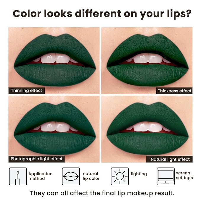 Green Matte Liquid Lipstick – Super Stay, Highly Pigmented, Rich Lip Colors, Smudge-Proof, Waterproof, Transfer-Resistant (Mystic Green Shade)