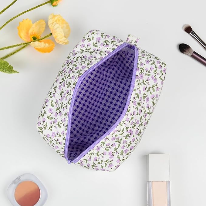 Soidram quilted makeup bag floral