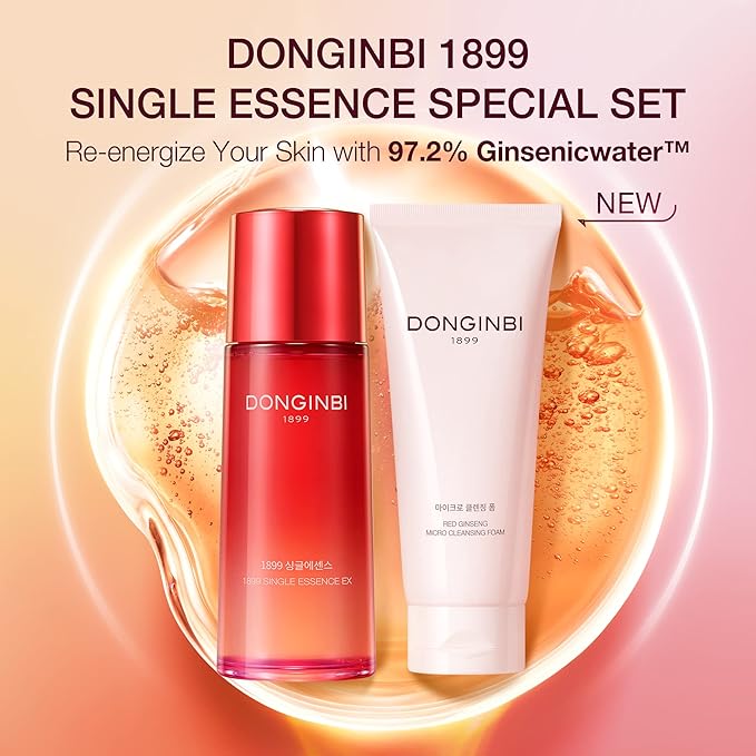 Donginbi 1899 Single Essence Special Set - New Years Gifts for Women, Korean Red Ginseng Face Essence for Radiance and Repair, Korean Skin Care