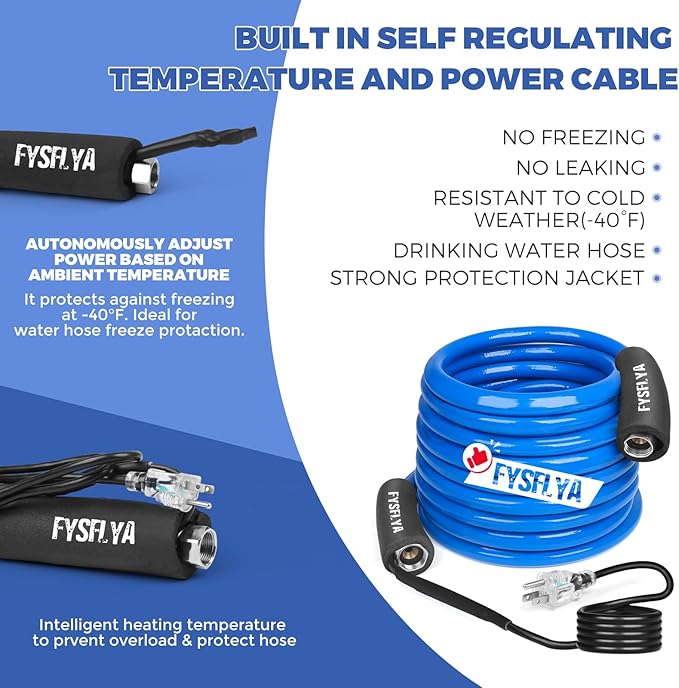 100FT Heated Water Hose for RV, Heated Drinking Water Hose, Low Temperature Resistant to -40°F, RV Accessories for Camper, Outdoor, Garden, Livestock & Agriculture(100FT)