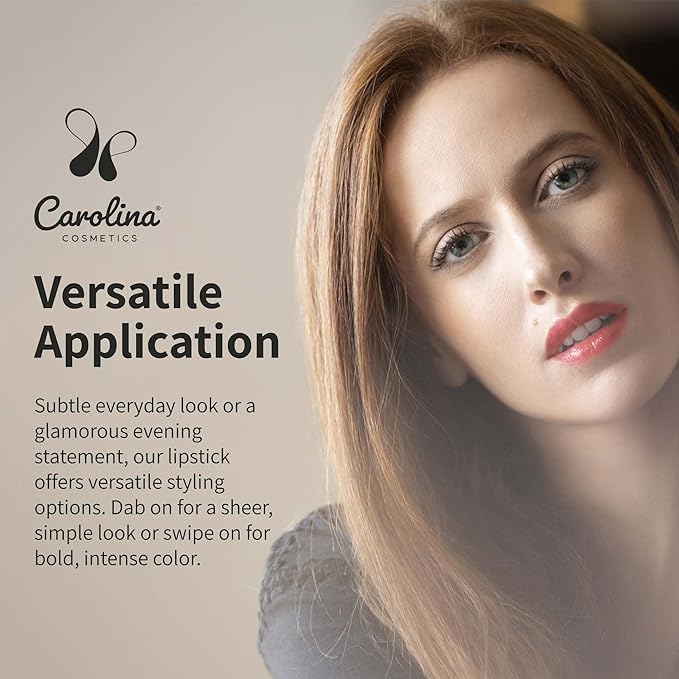 Carolina COSMETICS - Plant-Based Moisturizing Lipstick - Scarlet Shade 0.15oz- Hydrating with Cocoa Oil, Gluten-Free, Vegan, Non-GMO, Paraben-Free - Lightweight Cream Texture