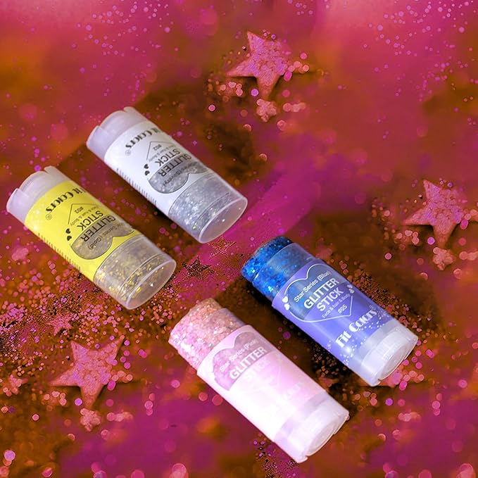 2 Pcs Silver Body Glitter Stick, Mermaid Glitter Gel Long Lasting Shimmer Hair Eyeshadow Face Body Glitter Concerts Music Festivals Halloween Sparkle Makeup for Women and Kids(Silver/Gold)