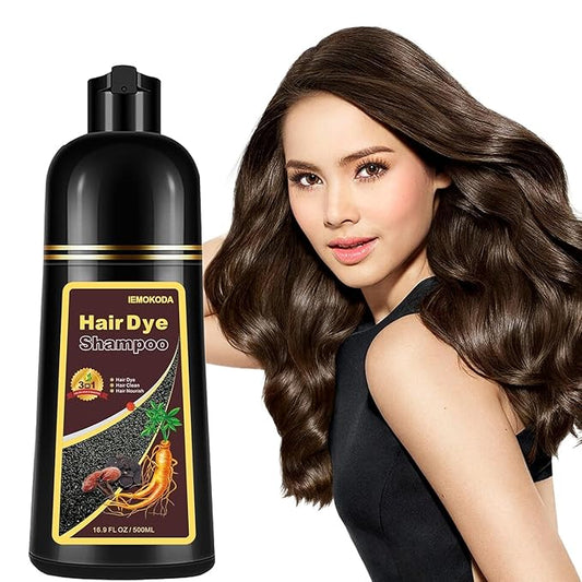 Dark Coffee Hair Dye Shampoo for Gray Coverage, Herbal Hair Color Shampoo Works in Minutes, Brown Hair Shampoo for All Hair Types, Lasting Shampoo Hair Dye