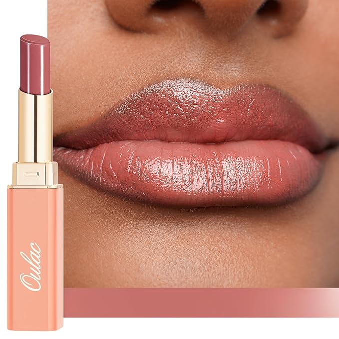 Oulac Shine Red Lipstick for Women, 2 in 1 Glossy Light Red Tinted Lip Balm, Hydrating Lipstick for Dry Lips, Moisture Shine Juicy Finish Vegan 2.2g/0.07oz (17)