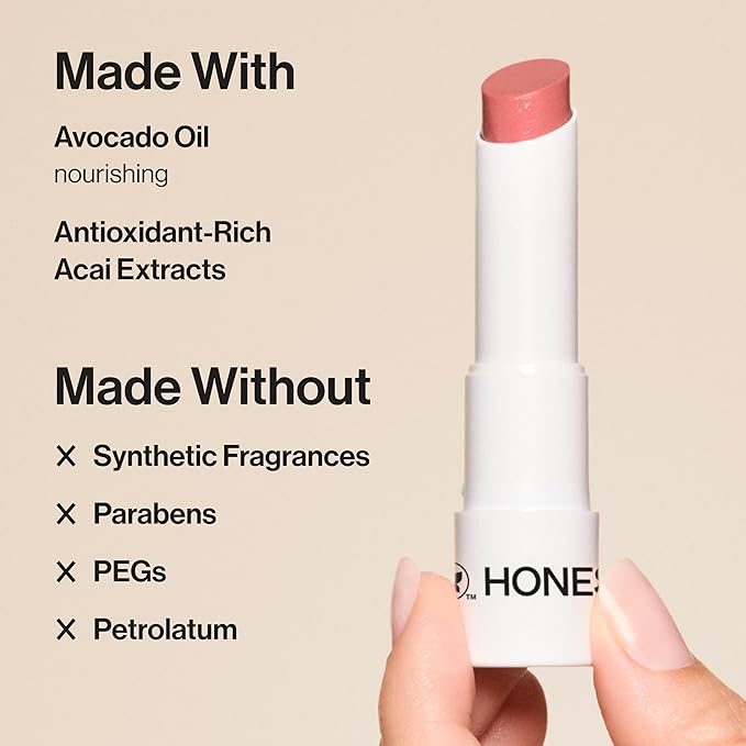 Honest Beauty Tinted Lip Balm | Antioxidant-rich Acai Extracts + Avocado Oil | EWG Certified, Vegan, Cruelty Free | Plum Drop