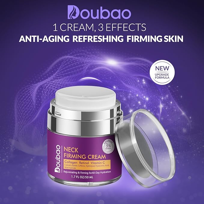 Neck Firming Cream, Wrinkle Cream for Women, Retinol Moisturizer with Collagen and Hyaluronic Acid for Neck, Face and Décolleté, 1.76 fl oz