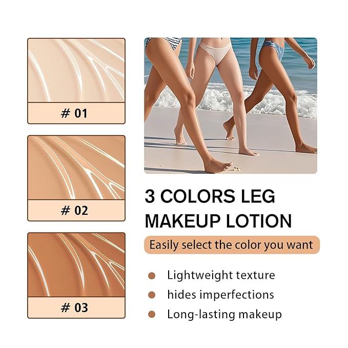 Leg Makeup Waterproof No Transfer,Flawless Looking Leg and Body Scar Cover up Makeup,Waterproof Long Last Easy Application for All Skin Tones.(2# Medium Golw)