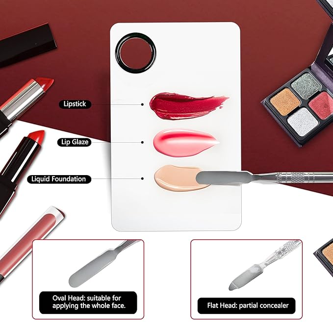 Upgrade Mixing Makeup Palette, Heart Stainless Steel Cosmetic Palette with Spatula Tool, Nail-art Mixing Palette for Cosmetic Pigment Blending