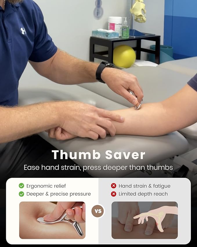 lifechill Trigger Point Massage Tool for Deep Tissue Massage & Gua Sha, Muscle Scraper Tool for Full Body Pain Relief, Thumb Saver Acupressure Tool, FSA HSA Eligible