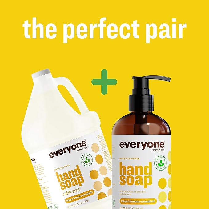 Everyone Liquid Hand Soap Refill, 32 Ounce (Pack of 2), Meyer Lemon and Mandarin, Plant-Based Cleanser with Pure Essential Oils