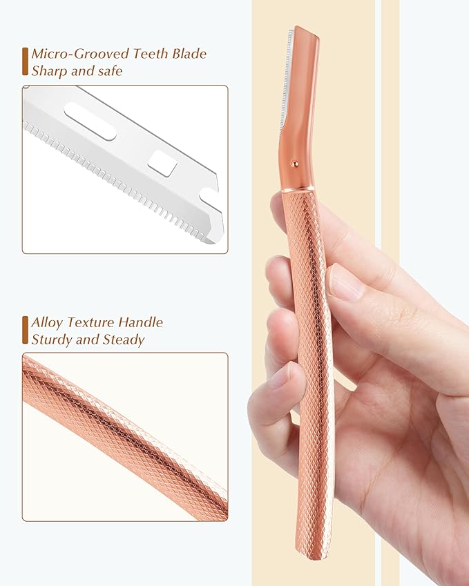 Dermaplaning Tool for Face Professional, Facial Razors for Women Face with 20 Blade Refills, Eyebrow Razor for Women and Men, Pink