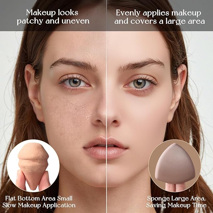 Makeup Sponge Set For Foundation Concealer, Triangle Powder Puff Soft Sponges Blender, Latex Free Blender Sponge For Liquid, Cream, and Powder Seamless & Flawless Makeup (Maillard 4 Set)