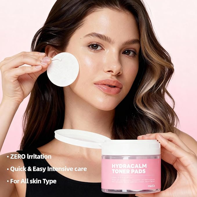 MEDB Hydracalm Toner Pads - 60 Counts Exfoliating Face Pads with BHA & PHA for Acne & Breakouts, 40% Centella Asiatica for Sensitive Skin, Hydrating, Alcohol-Free, Korean Skin Care