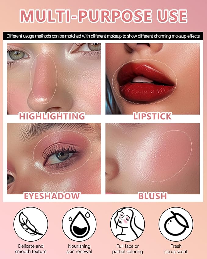 Multi Glow Balm,Miracle Glow Balm Tinted Face Creamy Blush for Women Cheek Lip Eye,Hydrating Lightweight & Blendable Color,Shimmer Blusher Facial Makeup,Mother's Day Gift for Women Girl-01Natural