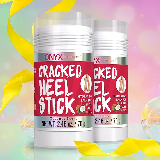 Onyx Professional Cracked Heel Repair Balm Stick for Dry Cracked Feet Treatment, Coconut Scent, 2 pack - Moisturizing Foot Balm, Rolls On, No Mess Like Foot Cream or Foot Lotion, Heel Treatment