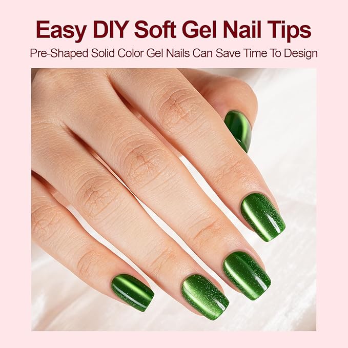 150Pcs Cat Eye Press on Nails Short Square, Plauva Glossy Glitter Cat Eye Nail Tips, Soft Gel Fake Nails for Women and Girls Stick On Nails in 15 Sizes