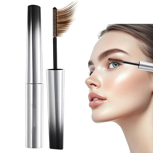 Iron Wand Mascara, 2025 New Metal Mascara Wand, 3D Washable Metal Mascaras, Waterproof & Smudge-Proof Long-Lasting Curling Eyelash Iron Mascaras with No Flaking (Brown)