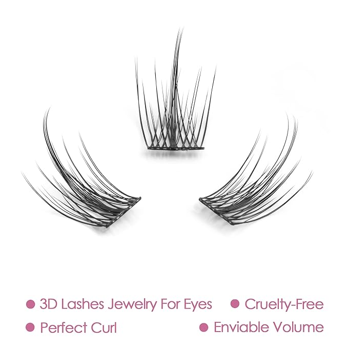 DIY Eyelash Extension, 3D Effect Individual Melt Flare Lash Cluster Natural Lashes Set, Home Eyelash Extension Lashes Pack (16MM-Spikes)
