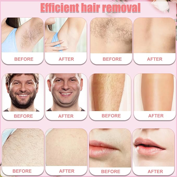 PURPLESKY Wax Beads, 1lb Coarse Beads for Hair Removal - Suitable for Face, Legs, Chest, Back, Bikini (Rose Scent)