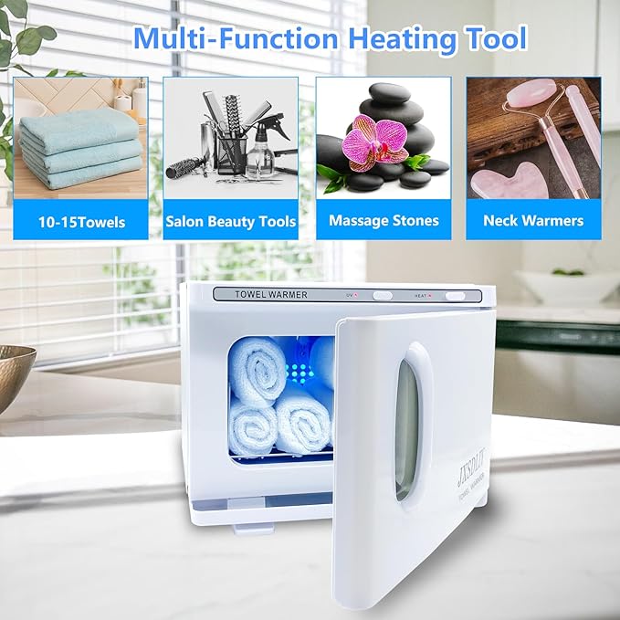 Hot Towel Warmer for Salon Beauty Bathroom Hot Towel Cabinet 2-in-1 Personal 8L Small Capacity owel Warmers Spa, Upgrade Fast Heating Towel Heater Towel Steamer (8L, White)…